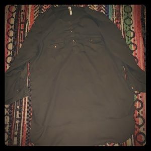 Olive Green Sheer(ish) Material Long Sleeve Top